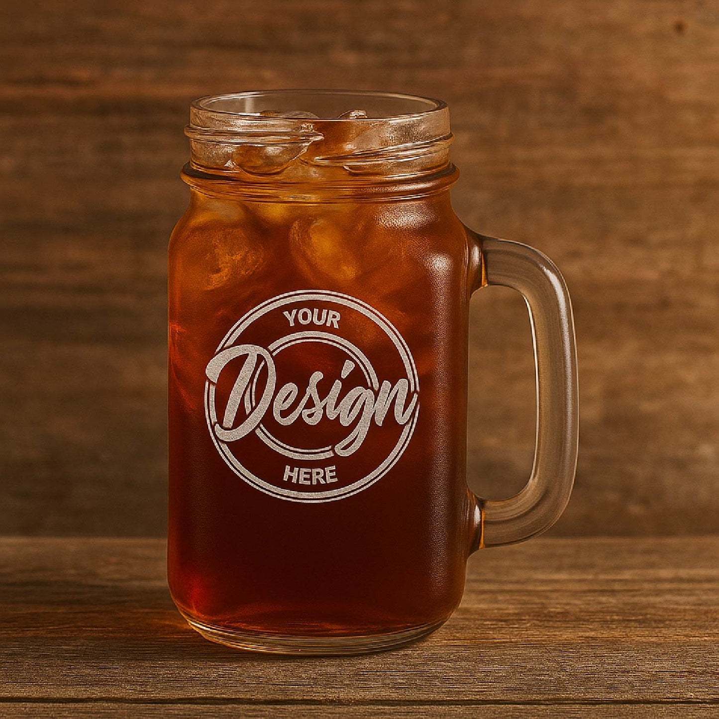 Mason Jar with Handle – 16 oz | Custom Etched