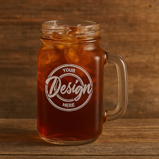 Mason Jar with Handle – 16 oz | Custom Etched