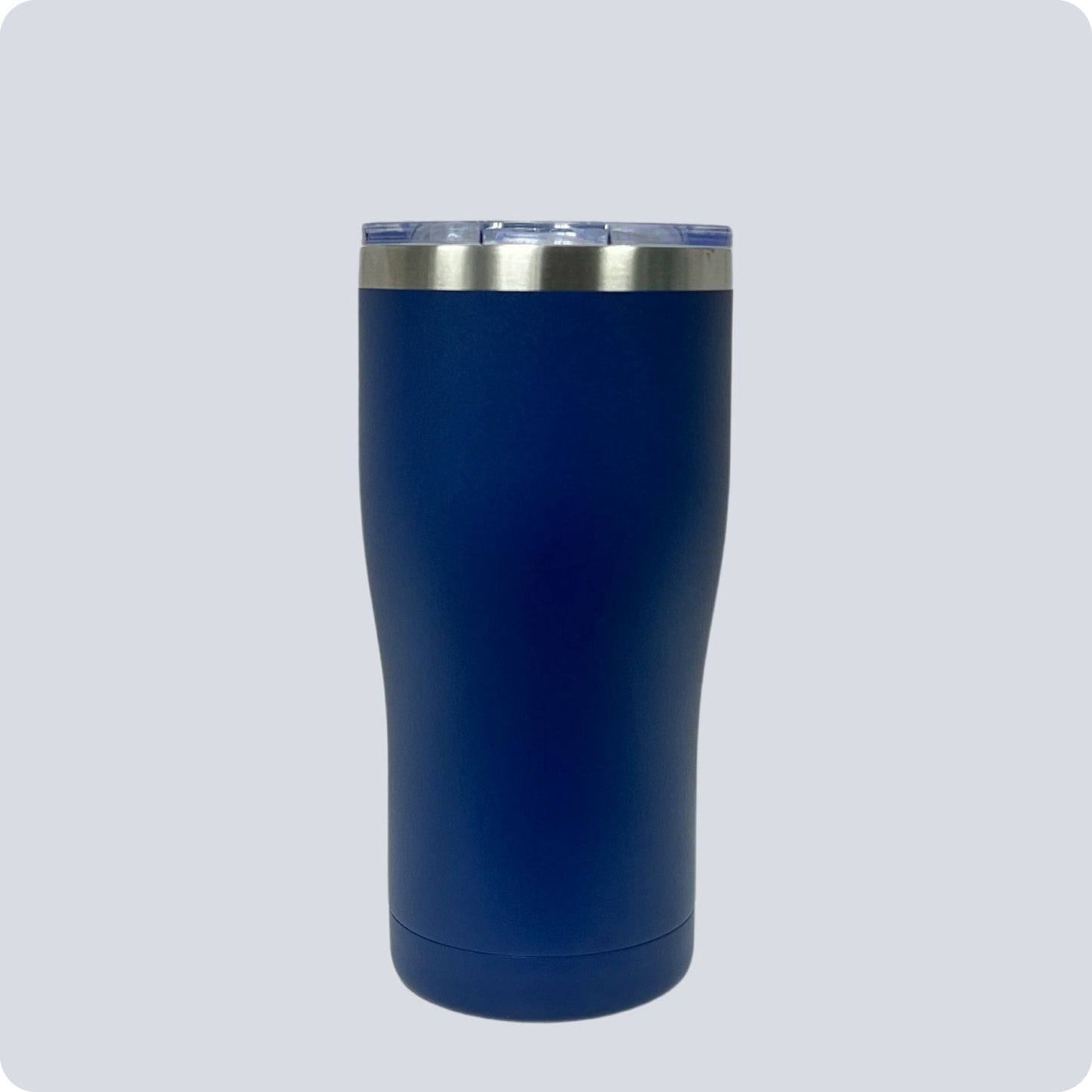 Dark Blue 20oz stainless steel tumbler, double-wall vacuum insulated with a powder-coated finish, shown against a flat, matching backdrop.