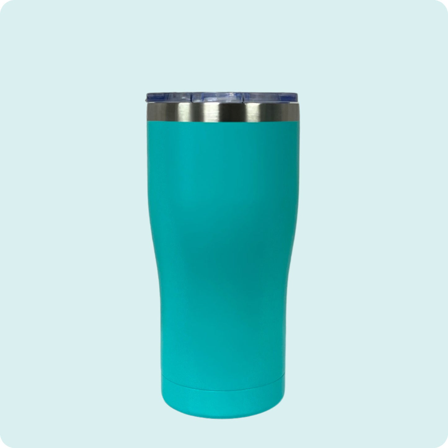 Seafoam 20oz stainless steel tumbler, double-wall vacuum insulated with a powder-coated finish, shown against a flat, matching backdrop