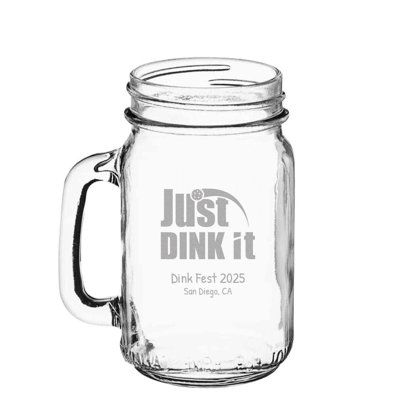 16oz Mason Jar with Handle | Pickleball 4-Pack