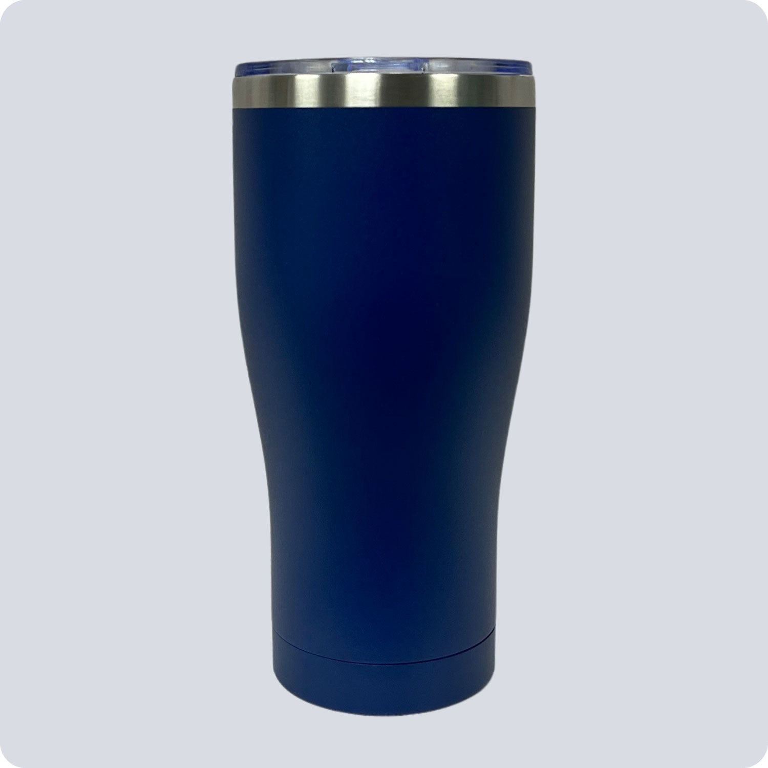 Dark Blue 30oz stainless steel tumbler, double-wall vacuum insulated with a powder-coated finish, shown against a flat, matching backdrop.