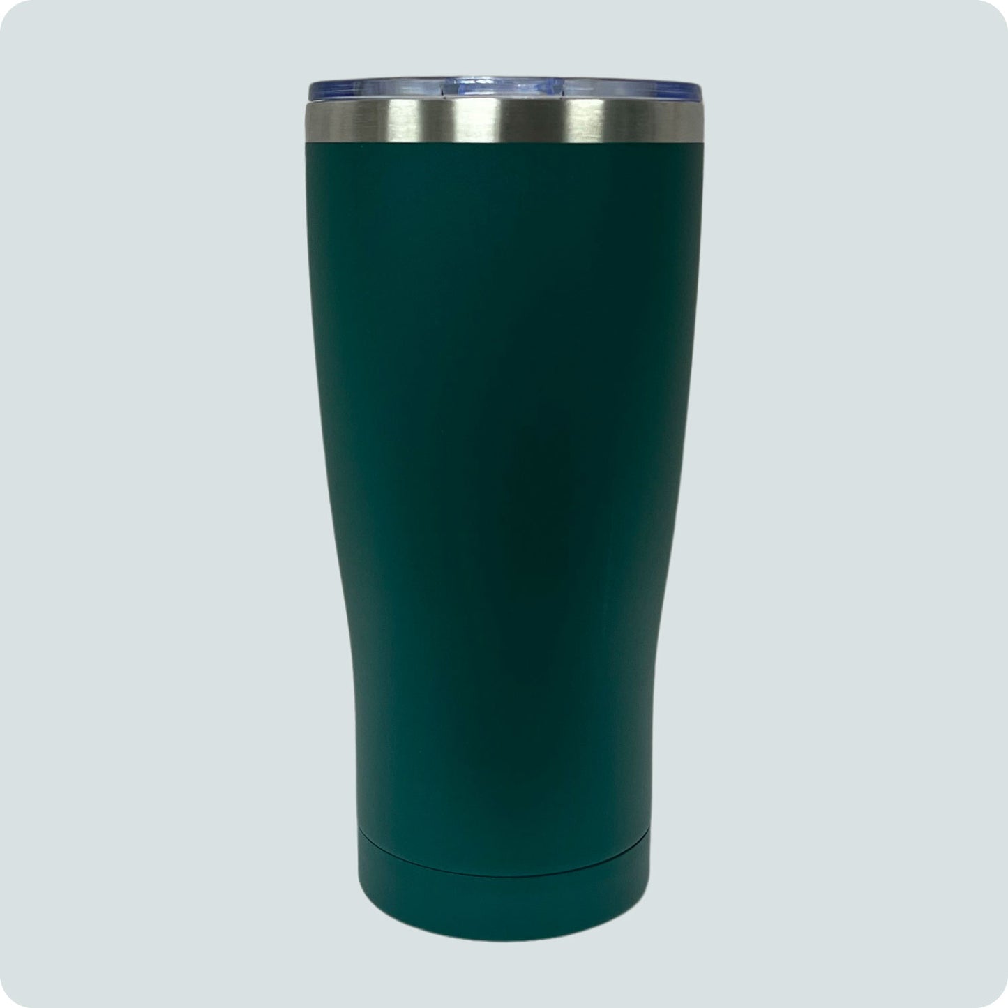 Dark Green 30oz stainless steel tumbler, double-wall vacuum insulated with a powder-coated finish, shown against a flat, matching backdrop.