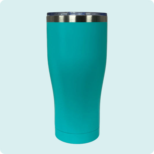 Seafoam 30oz stainless steel tumbler, double-wall vacuum insulated with a powder-coated finish, shown against a flat, matching backdrop.
